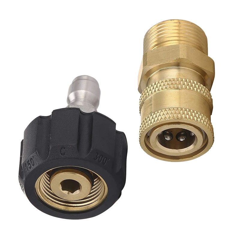 Pressure Washer Adapter Set Quick Connect Nozzle To Wand M22 14Mm To 1/4 Inch