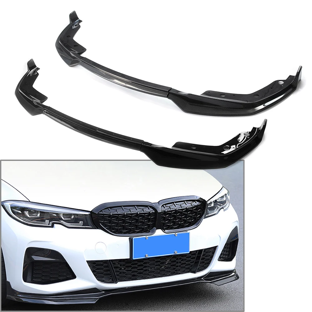 

3Pcs Car Front Bumper Lip Chin Spoiler Splitter Body Kits For BMW 3 Series G20 G28 M Sport 2019-2020 Gloss Black / Carbon Fiber