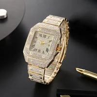 Classique luxe affaires hommes bracelet en acier carré échelle romaine strass montre à Quartz Lesiure homme montre-bracelet Relogio Masculino 3