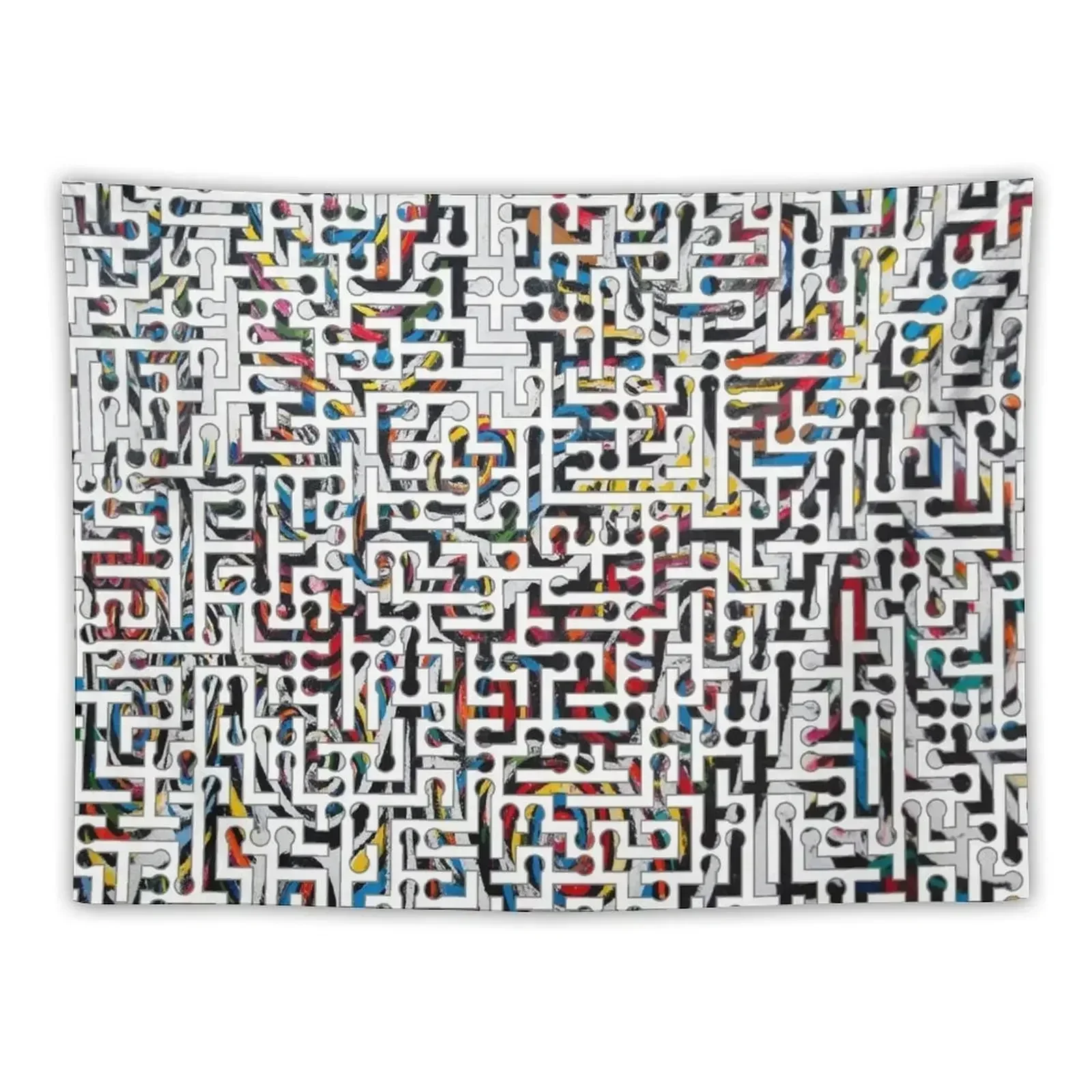 

Abstract Graffiti Art Maze Pattern Tapestry Home Decor Aesthetic Bedroom Decoration Tapestry