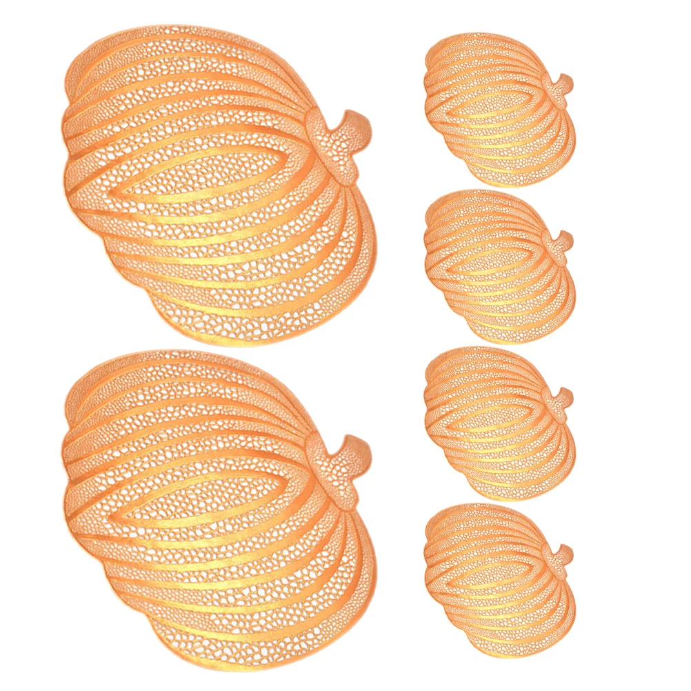 

6Pcs Stylish Gold Foil Pumpkin Placemats Easy Clean Fall Table Mats for Thanksgiving and Halloween Decor Halloween Table Mats
