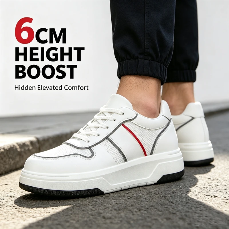 6cm Men Hidden Height Increasing Sneakers Breathable Mesh Casual Board Shoes Non Slip Platform Elevator Shoes for Outdoor Daily