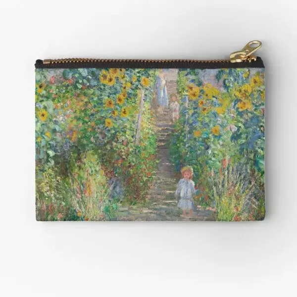 Claude Monet-Pochettes zippées The Artist Is Garden At Vet, rangement, argent pur, culotte, chaussettes, portefeuille, poche, clé, petit sac à monnaie pour homme