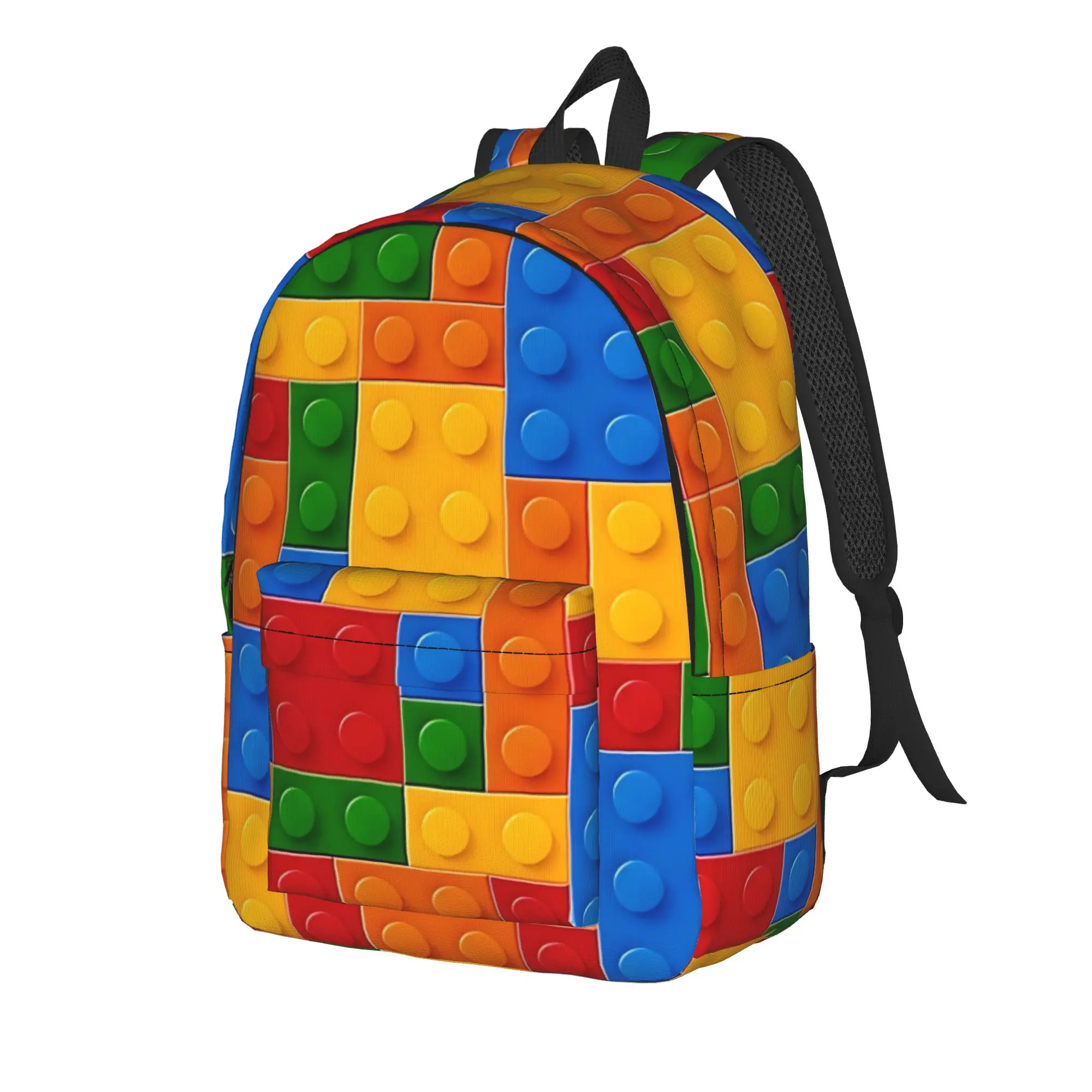 Plastic Building Blocks Toy  Backpack  University Backpacks Student Unisex Kawaii High School Bags Colorful Big Rucksack