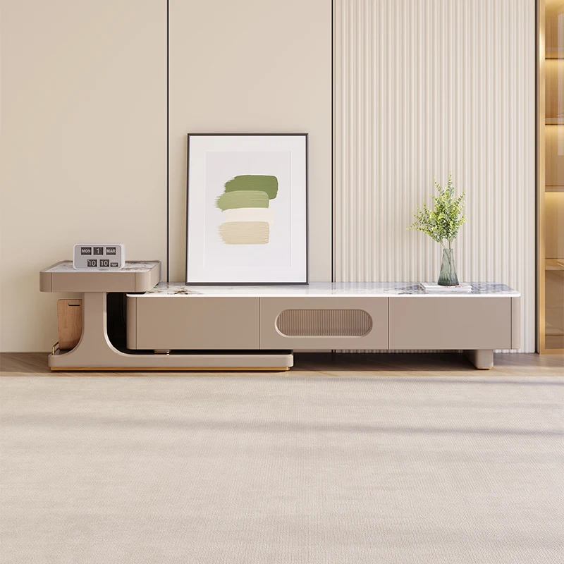 Simple modern TV cabinet household living room retractable floor cabinet small apartment light luxury coffee table TV