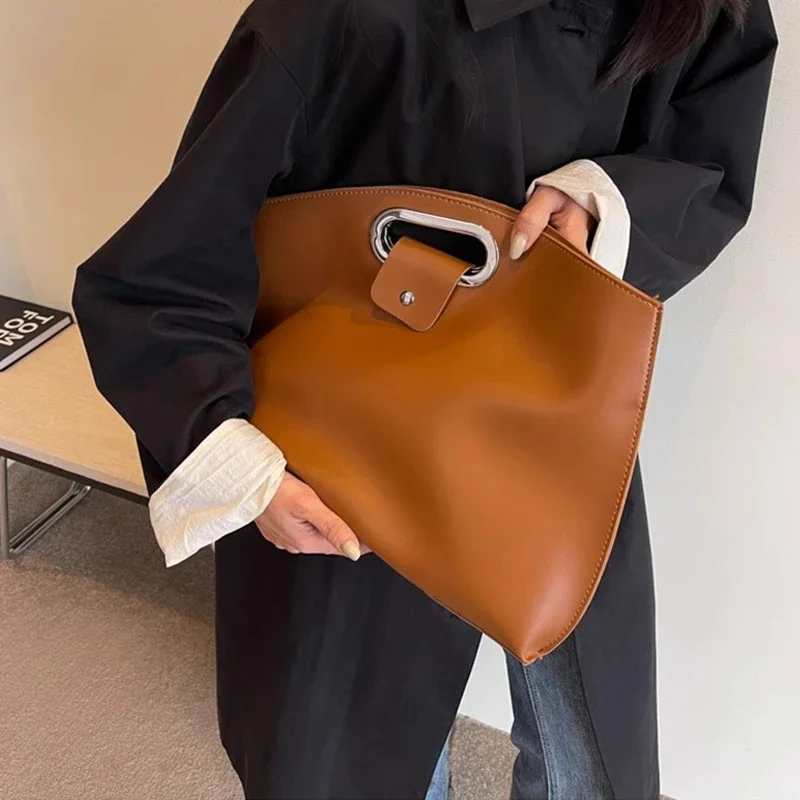 Women Handbag Fashion Vintage Luxury Shoulder Bag Girls Large Capacity PU Leather Folder Pouch Organizer Folder Documents Bags
