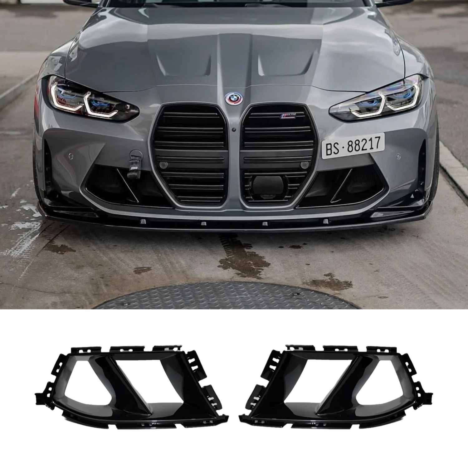 

M Performance Gloss Black Front Bumper Duct Lower Vent Grille Cover Kits For BMW M3 M4 G80 G81 G82 G83 2021-2026