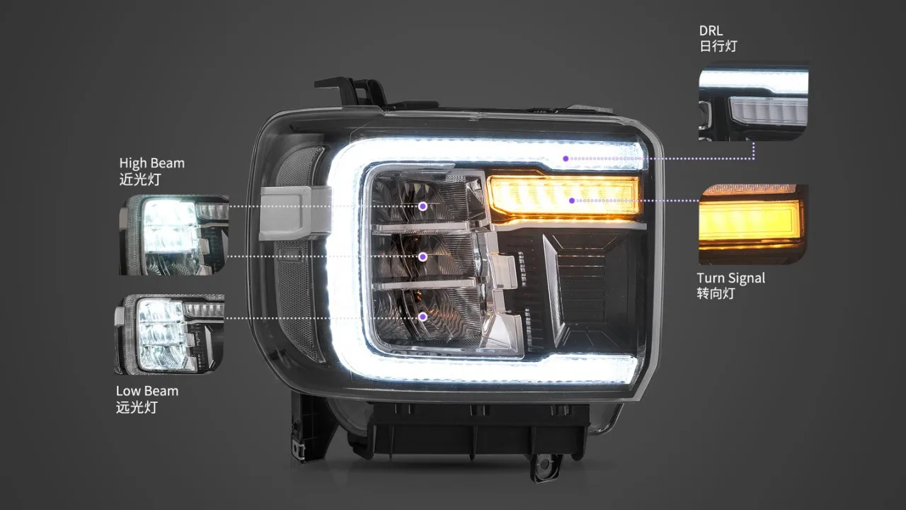 Factory Full LED Headlights Front Car Lamp For GMC Sierra 1500 2014-2018 Sierra 2500HD 3500HD 2015-2019 Lights