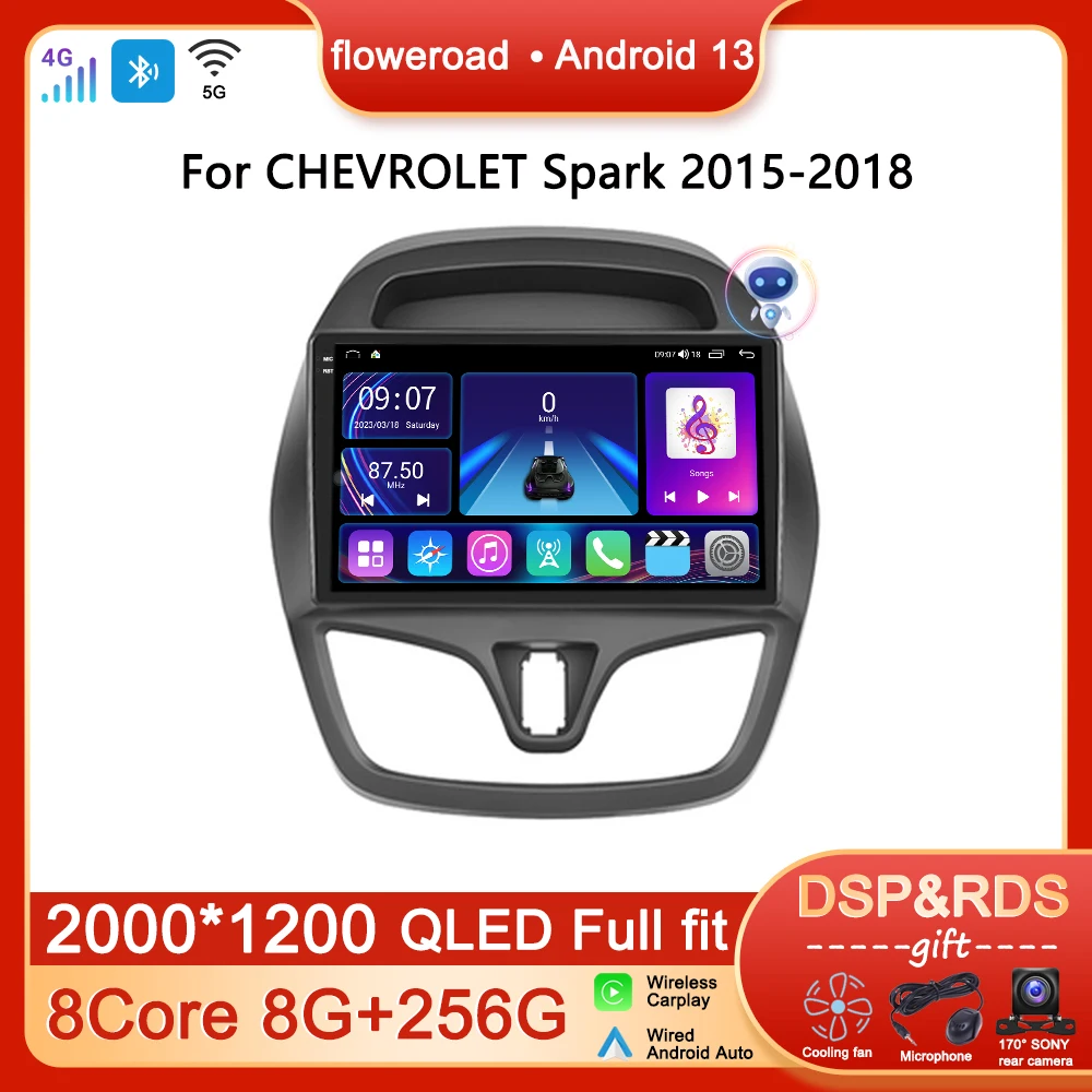 

Автомагнитола на Android, мультимедийный плеер для CHEVROLET Spark Beat Matiz Creative 2015-2018 Carplay GPS 4G LTE, навигационная головка BT