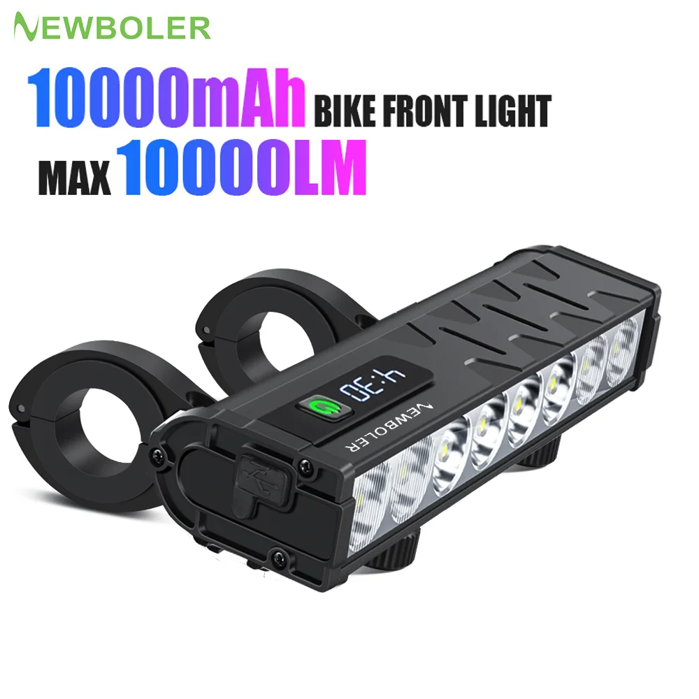 Bicycle Light 10000mAh 8 LED Bike Light Front Rechargeable LED Flashlight 10000LM Headlight with Power Bank Bicycle Accessories