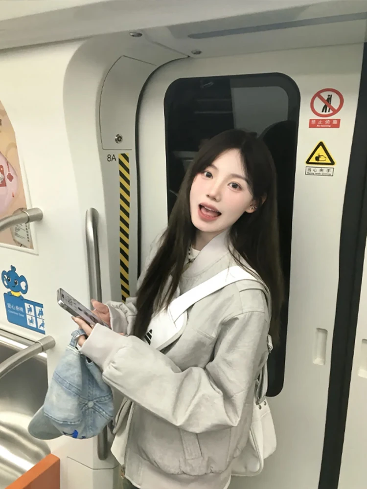 

Baseball Jackets Fleece Womens Workwear Thermal Japanese Vintage Casual Medium-Length Outdoor Adjustable Reversible Buttoned Y2K