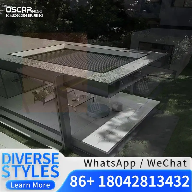 Aluminum Opening Louvre  with Internal Fixed Shutter for Backyard Garden Patio Pergola