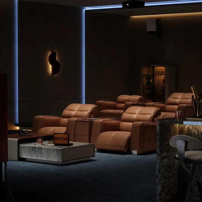 Living room furniture Electric functional sofa Light luxury sofa Villa home theater sofa