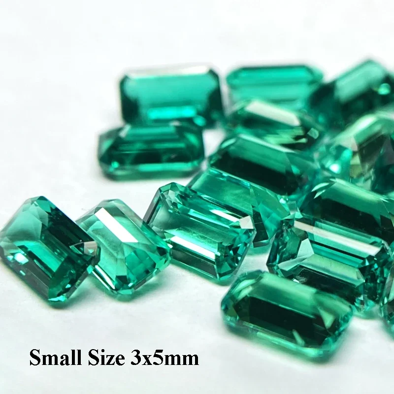 Lab Grown Columbian Emeralds Small Size 3x5mm Emerald Cut DIY Ring Necklace Earrings Main Materials Charms Jewelry Making