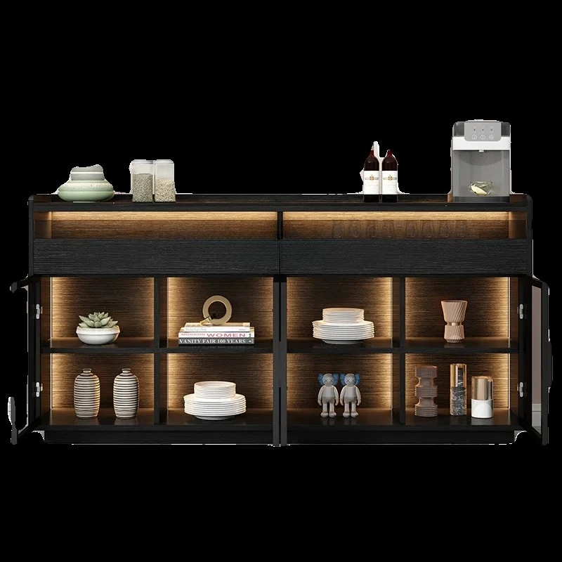 Stone Plate Sideboard Cabinet Living Room Multi-Functional Storage Kitchen Glass Door Bar Counter Tea Cabinet