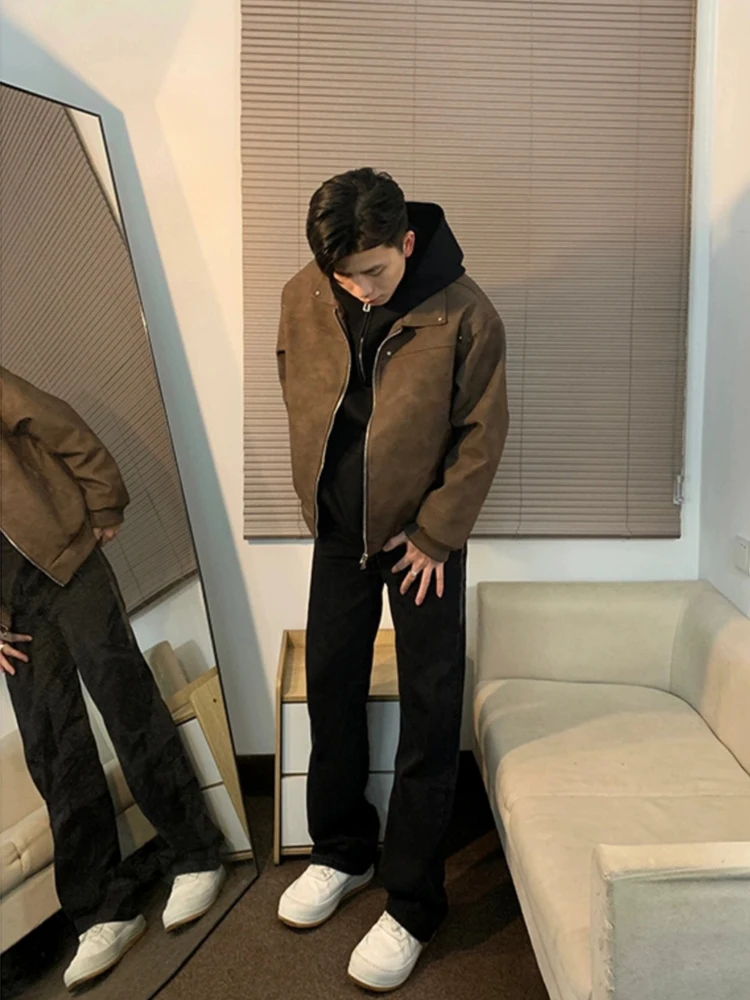 

Кожаная куртка Browan для мужчин, повседневная, свободного кроя, в стиле мотоциклетной куртки, бейсбольная, без бренда, модная, молодежная.