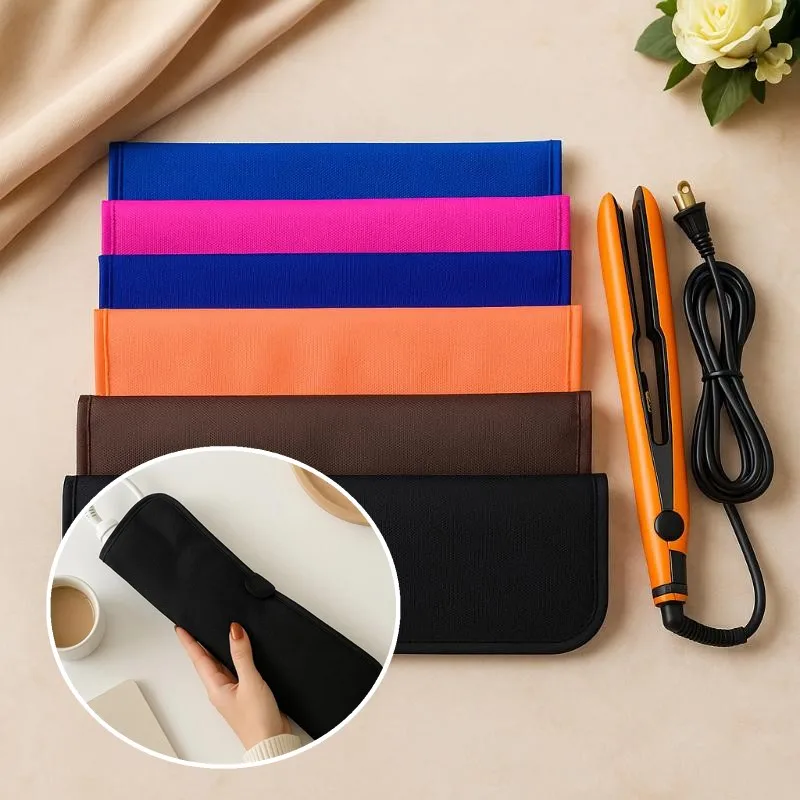 1pc Portable Anti-Heat Mats Heat Resistant Mat Pouch For Hair Straightener Flat Iron Curling Iron Prevent Burns Styling Parts