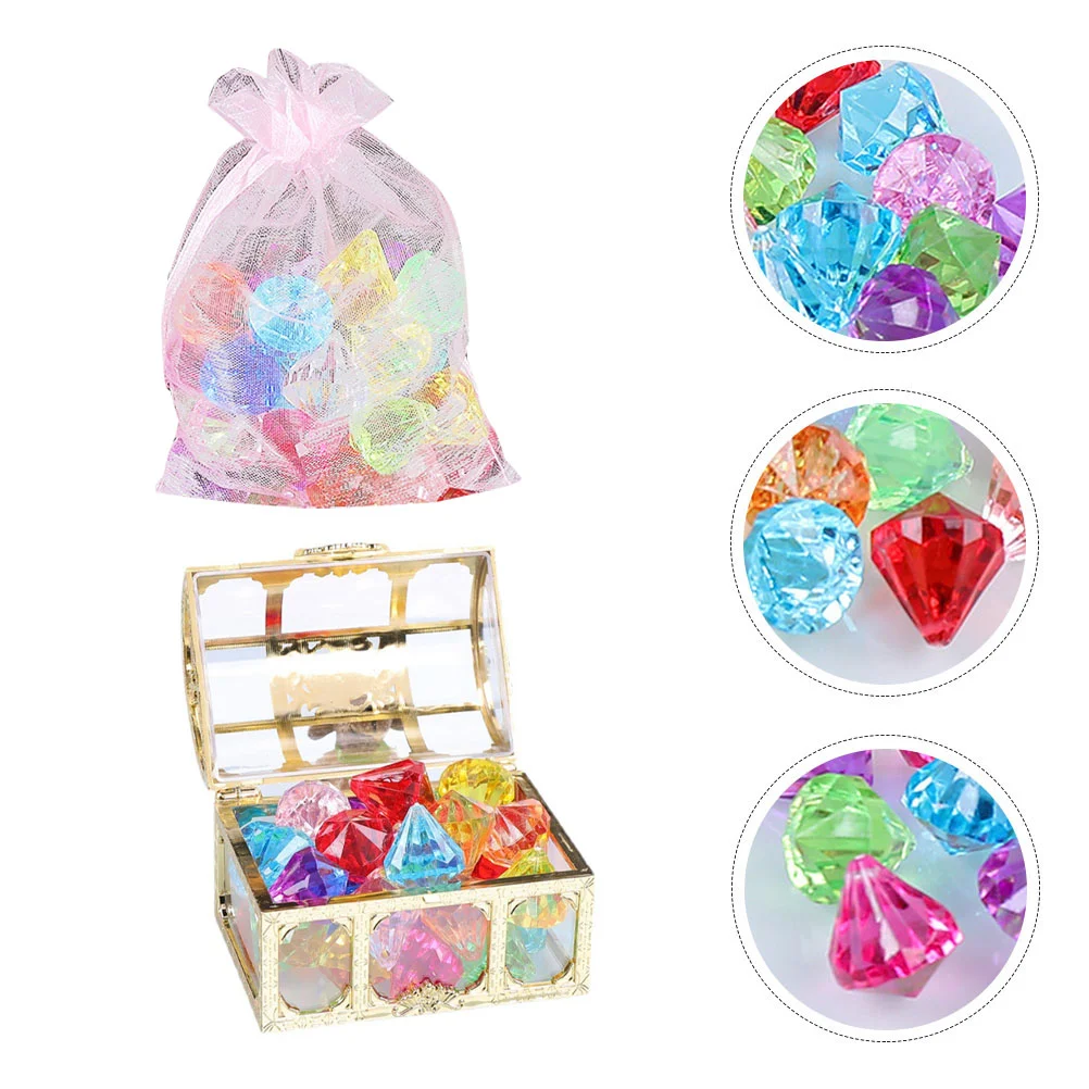 Treasure Chest Simulated Diamond Girls Toys Gemstone Ornament Colorful Children’s