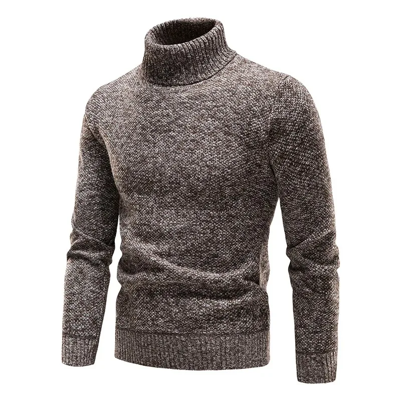 

Autumn Winter Fleece Sweater Men Thicker Turtleneck Warm Pullover Slim Fit Man Clothes Luxury Brand Black Brown Jumpers Elastic
