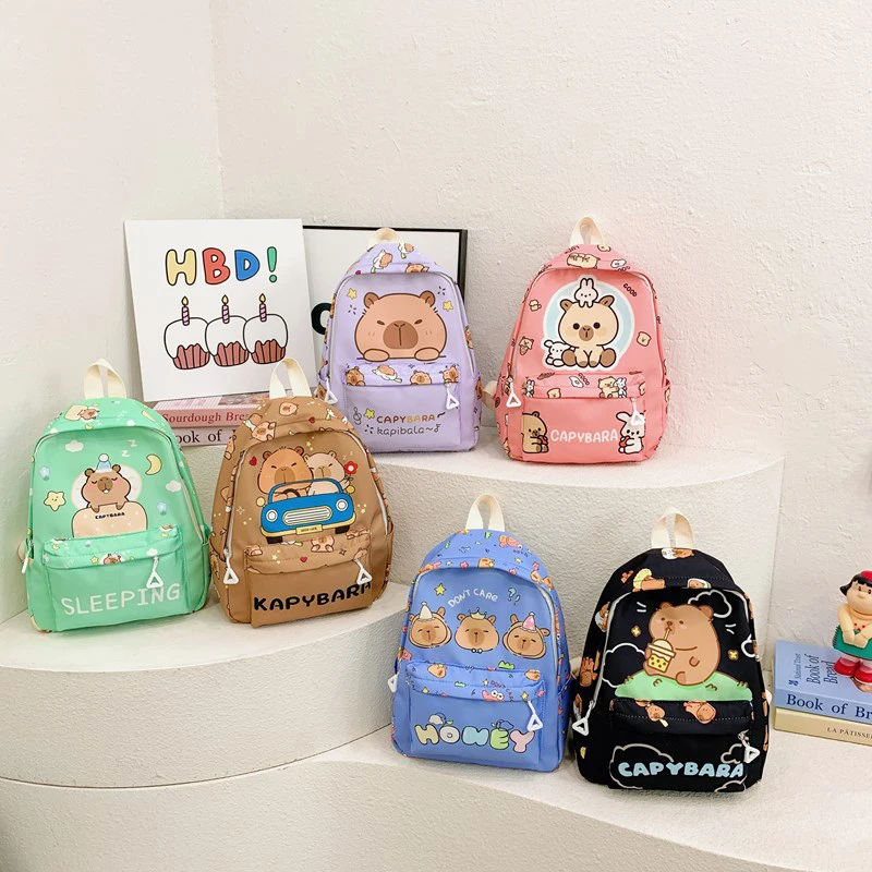 

Cute Capybara Cartoon School Bag, Lightweight Durable Nylon Backpack, Perfect Gift for Students