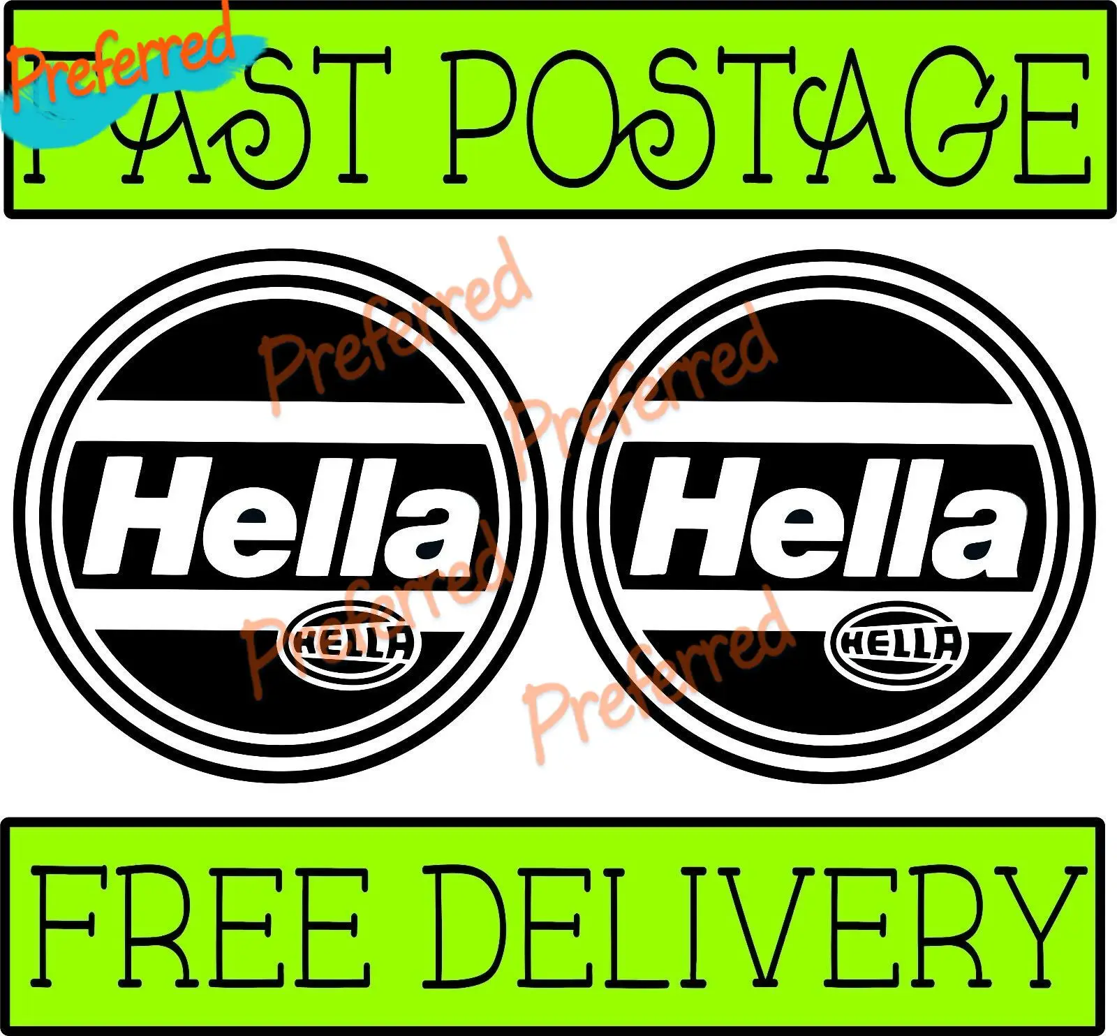 HELLA Car Decals Pair Light Cover Stickers Racing Race Escort for Your All Cars Racing Laptop Helmet Trunk