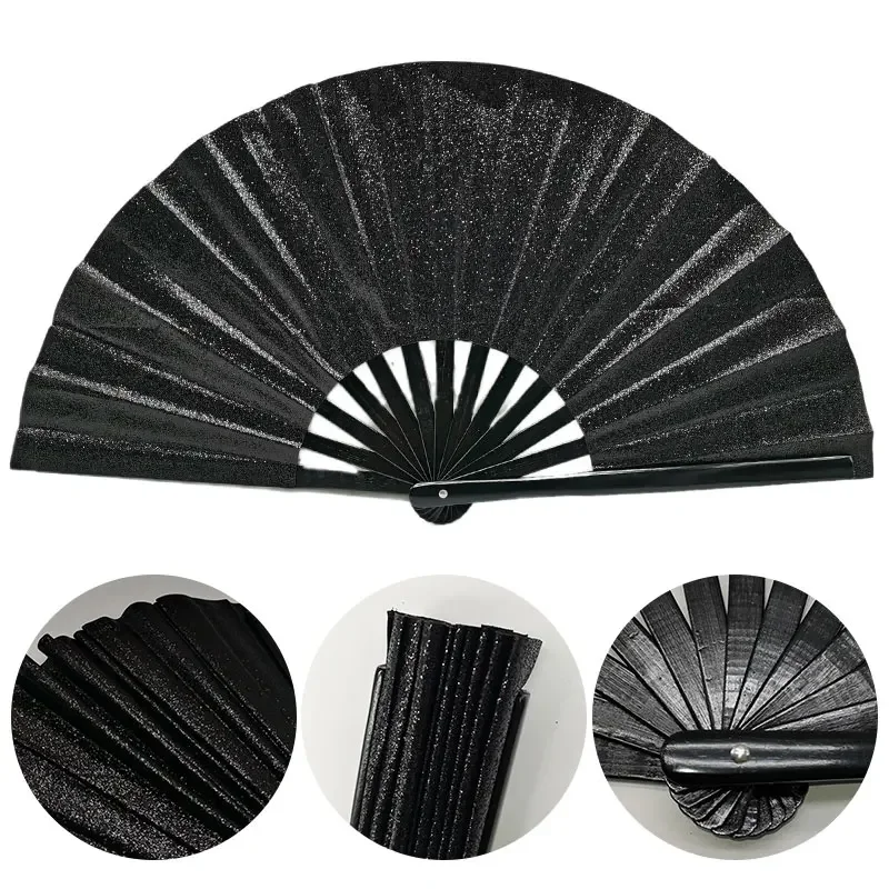 Large Bamboo Folding Rave Fan Hand Clack Fan for Festival Party Disco Dance Handheld Chinese Style