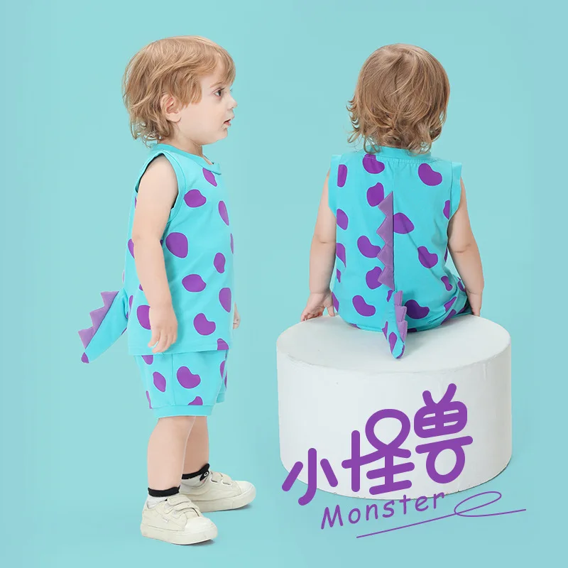 

Lovely Monster Rompers Baby Boy Girl Clothes Cotton Bodysuits Sleeveless Animal Cartoon Overall Suit Newborn Costumes Jumpsuits