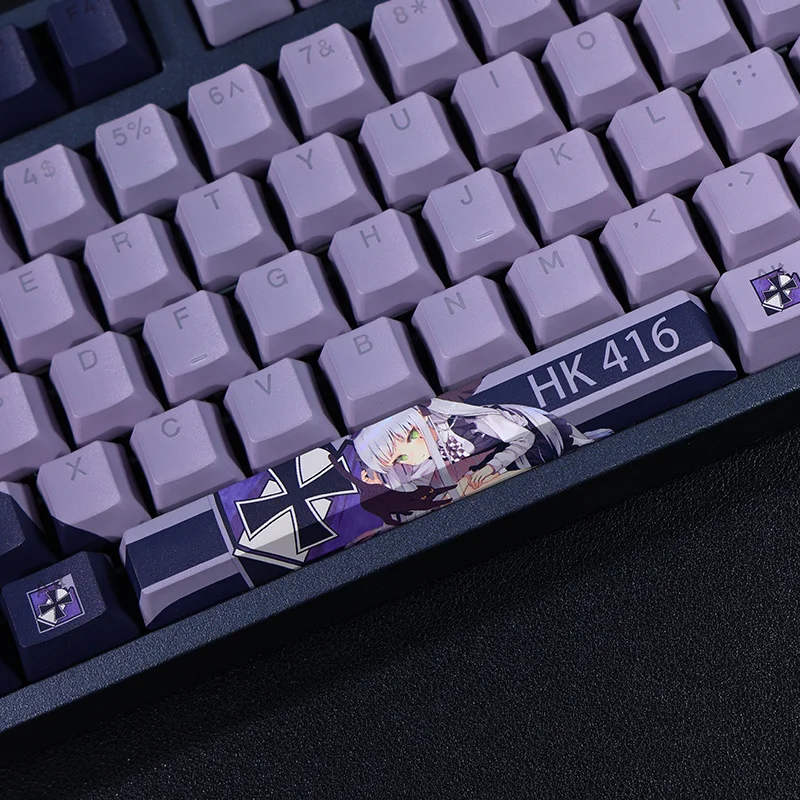 Juego de teclas de subcama PBT Dye para Arknights Hobby Max HK416, 2 dimensiones, dibujos animados, Anime, perfil OEM, retroiluminado