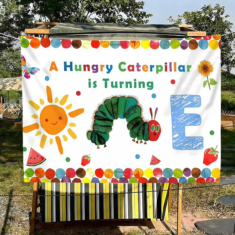 Adorable Colorful Caterpillar Flag Tapestries For Classroom Dormitory Camping Picnic Party Cheering Home Indoor Outdoor Decor