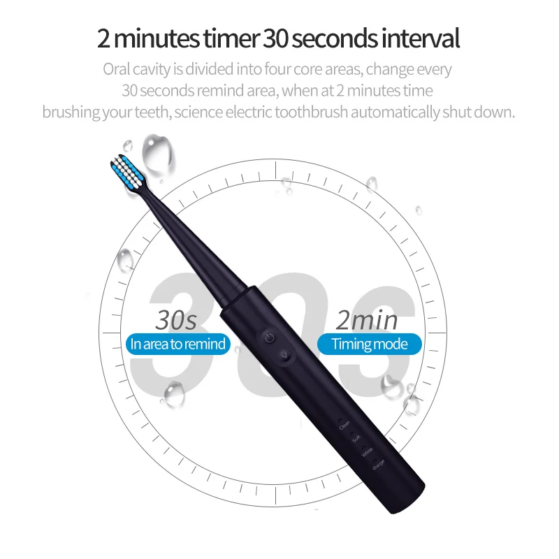 Ultrasonic Electric Toothbrush for adults USB Charger Rechargeable Automatic Timer Brush 4 Toothbrush head Set BR-Z1
