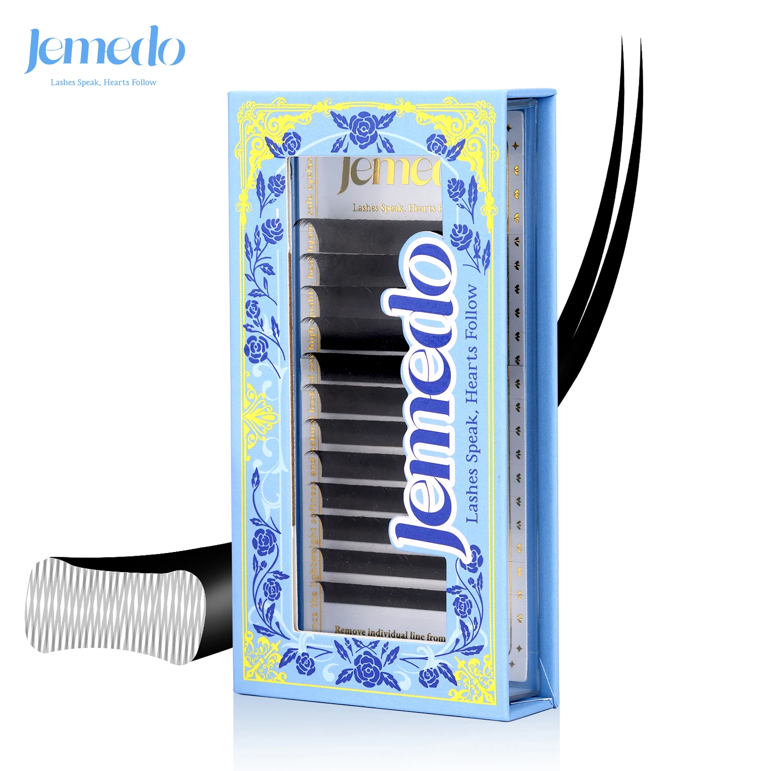 JEMEDO Ellipse Flat Eyelash 0.15 0.20 Flat Individual Eyelashes C/D Double Split Tips Soft Matte Black False Lashes Wholesale