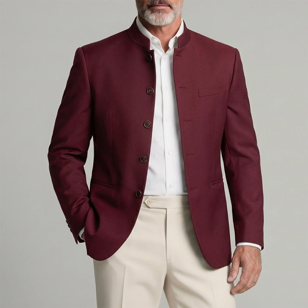 

Fashion Men's Suits For Wedding Elegant Slim Fit Single Breasted Stand Lapel 2 Piece Jacket Pants Outfits Customzied Full Sets