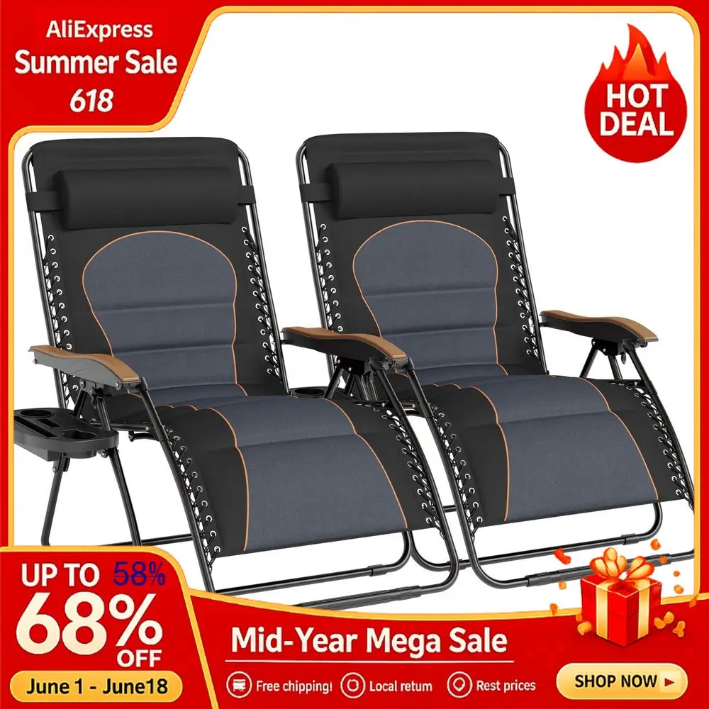 

Oversized XXL Zero Gravity Chair Set of 2, Outdoor Recliner Folding Zero Gravity Lounge Chair Outdoor Gravity Chair Free, Custom