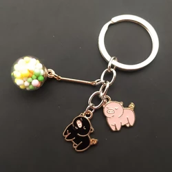 Korea cute piggy charm keychain enamel car pendant cute piggy jewelry kids small gifts couple key ring bag accessories