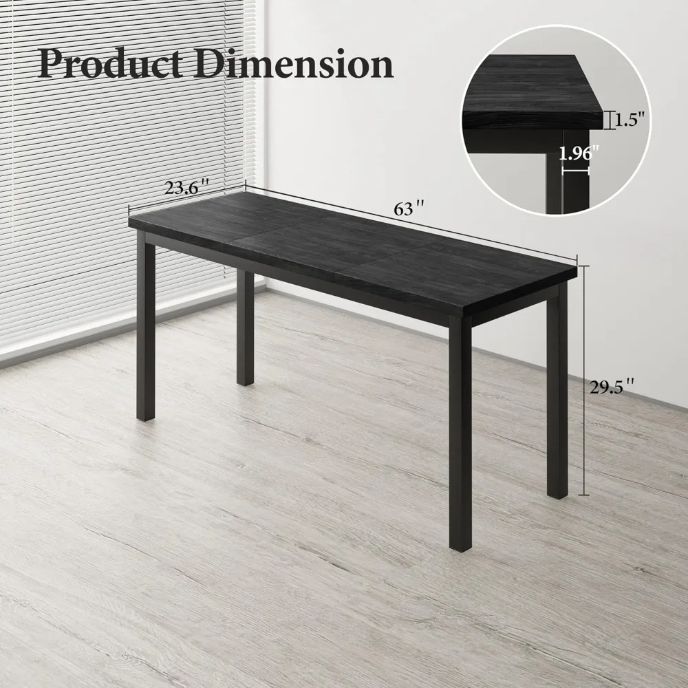 63 Inch Long Computer Desk, Home Office Desk, Modern Table for 2 Person Kids Student Gaming Computer Desk, Simple Office Table f