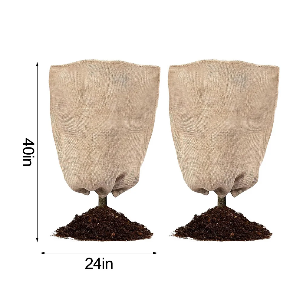 2pcs Plant Covers for Winter Frost Protection Linen Fabric Cold Weather Shield for Garden Plants and Fruit Trees