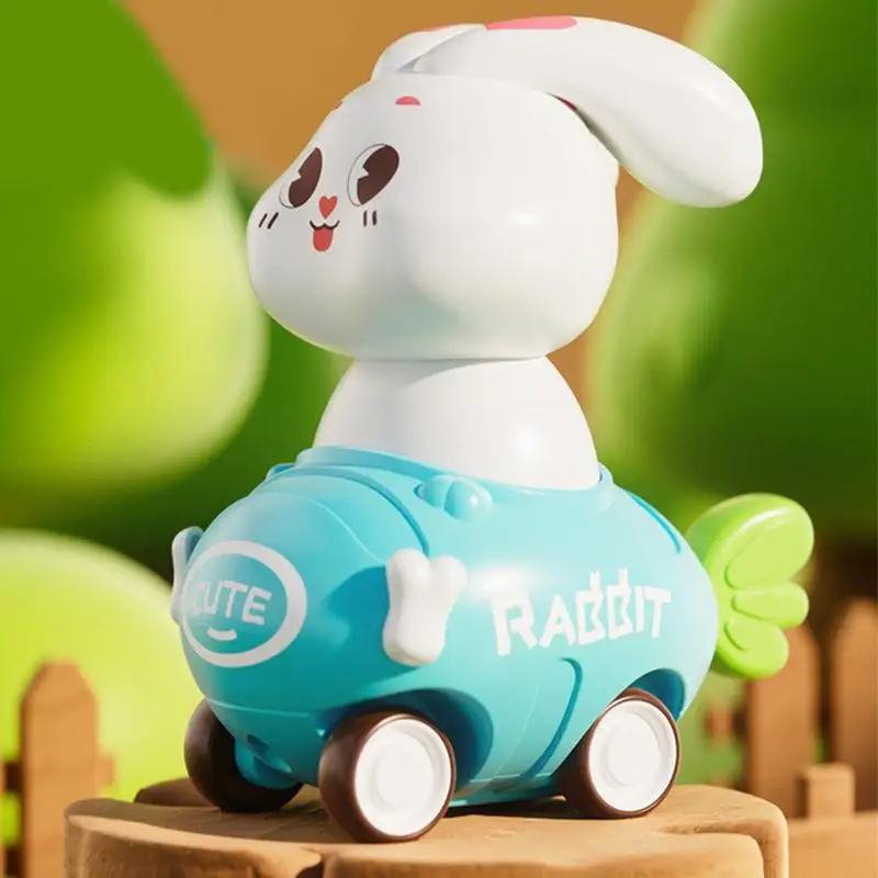 Push And Go Car Toys Kids Bunny Press Racing Car Pojazdy z napędem ciernym Odporny na wstrząsy samochód bezwładnościowy Pociągnij samochód dla chłopców dziewcząt