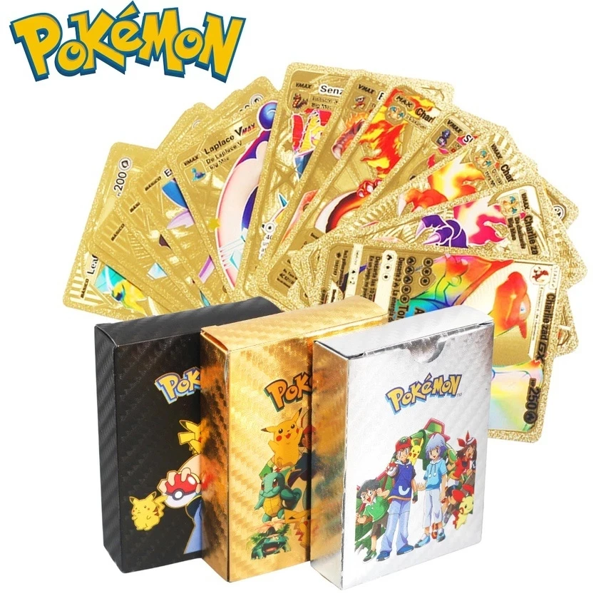 Neueste Pokemon Vmax V GX EX Shiny Gold Metall Karte PV Deutsche Version Spiel Tag Team Kampf Bestellen Serie Kind Weihnachten Geschenk