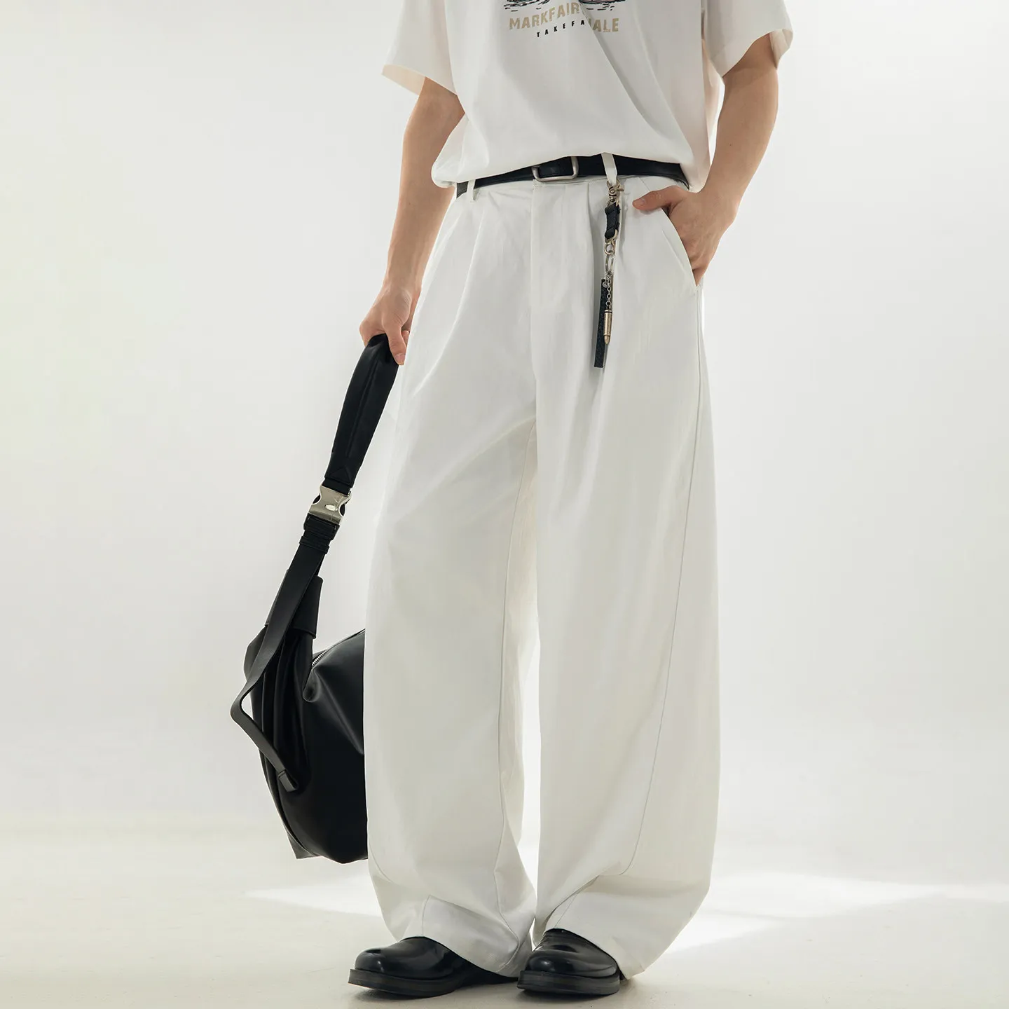 

Loose Casual Wide Leg Pant Men Japanese Korean Streetwar Fashion Straight Baggy Suit Pants Cityboy Trousers