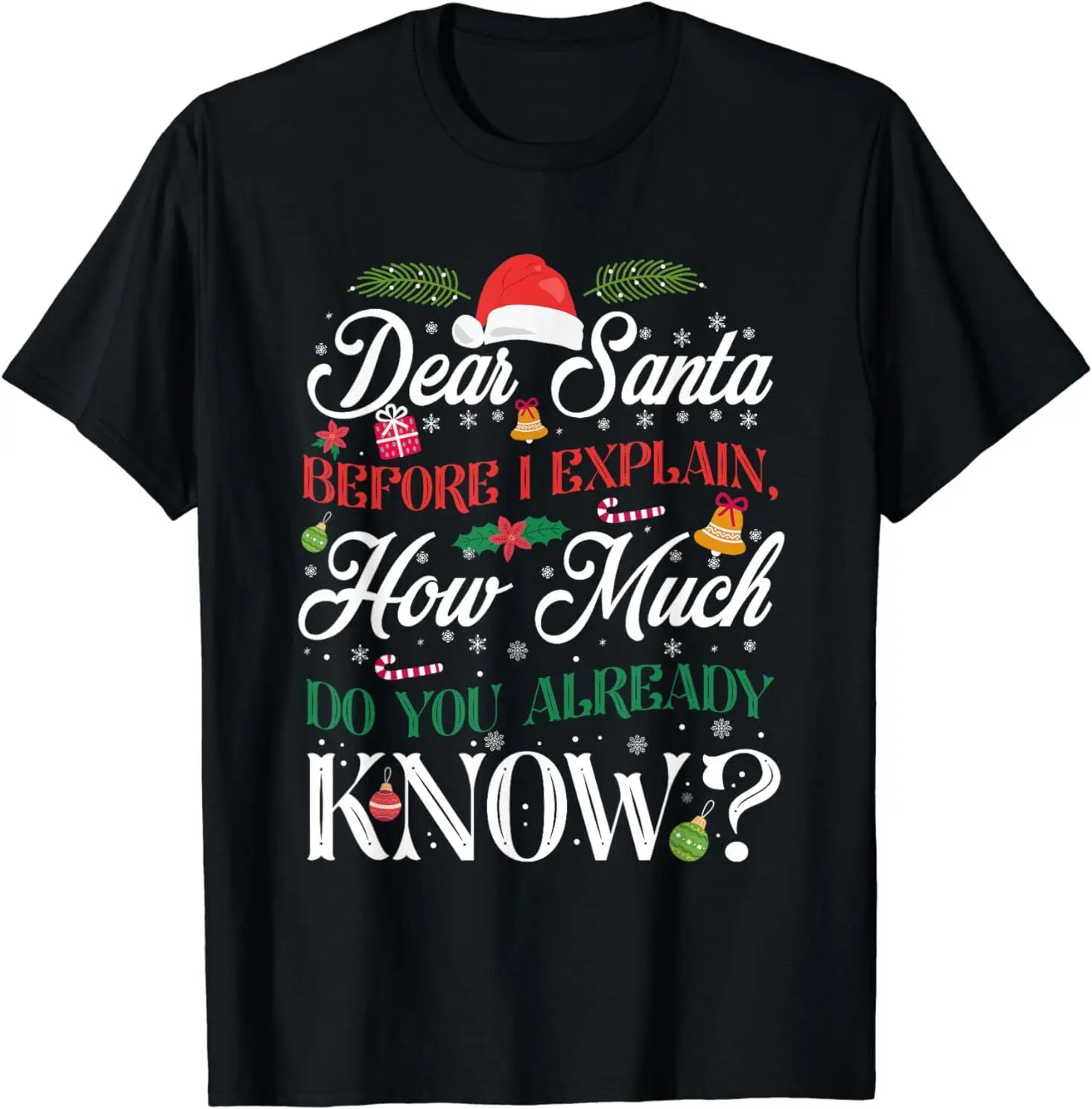 NEW LIMITED Funny Christmas Dear Santa How Much Do You Know T-Shirt Size S-3XL