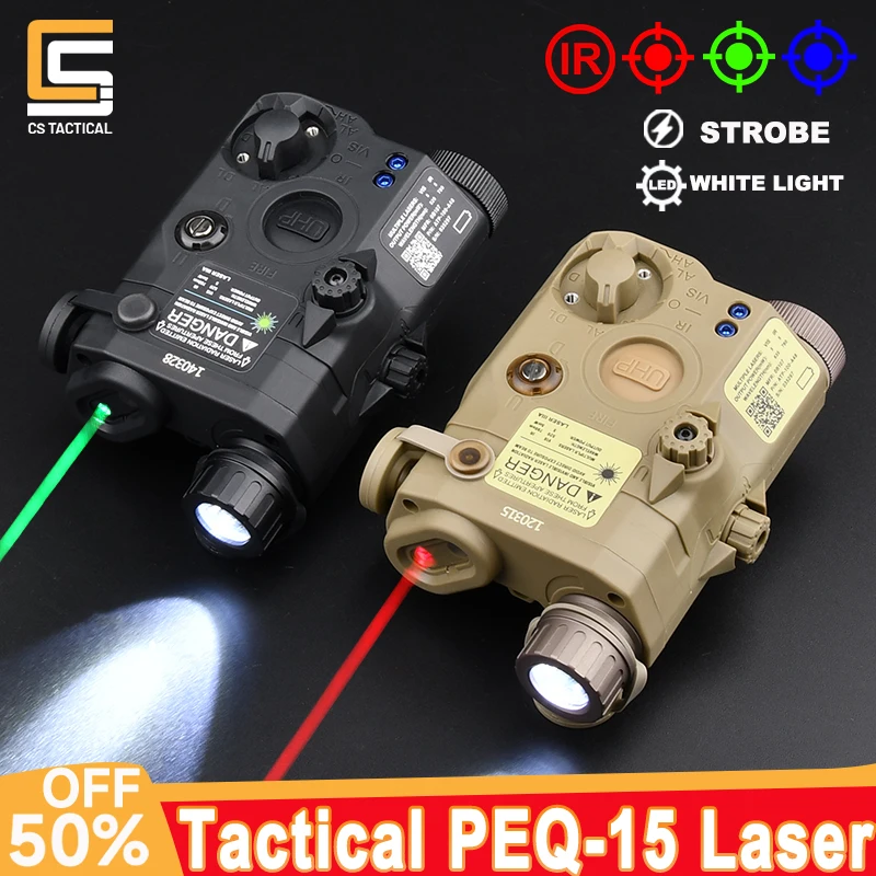 Tactical Airsoft PEQ-15 PEQ15 LA5C Red Dot Green Blue IR Fill Light Laser Indicator Weapon Scout Light LED Strobe Flashlight PEQ