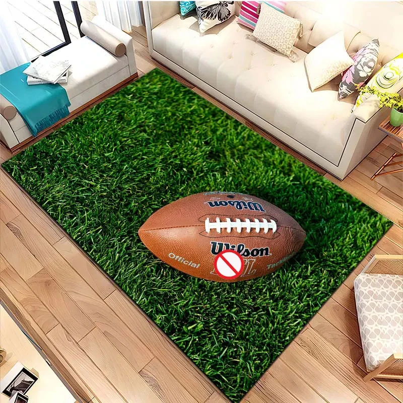 

American Football Carpet Rugby Ball Sport Area Rug Living Room Boys Bedroom Bedside Dorm Soft Floor Mat Home Entrance Door Mat