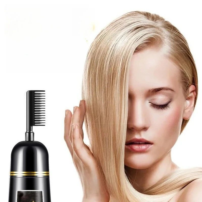 Plant Hair Dye Shampoo One Comb Black 500ml Natural Herbal Permanent Gray Hair Coverage At Home Easy Use No Ammonia