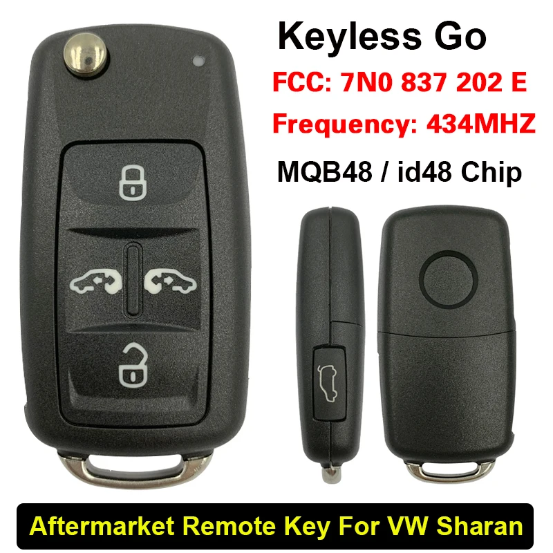 CN001146 VW 폭스바겐 Sharan MQB48 Transporter ID48 칩 434Mhz Keyless GO 용 애프터 마켓 원격 키