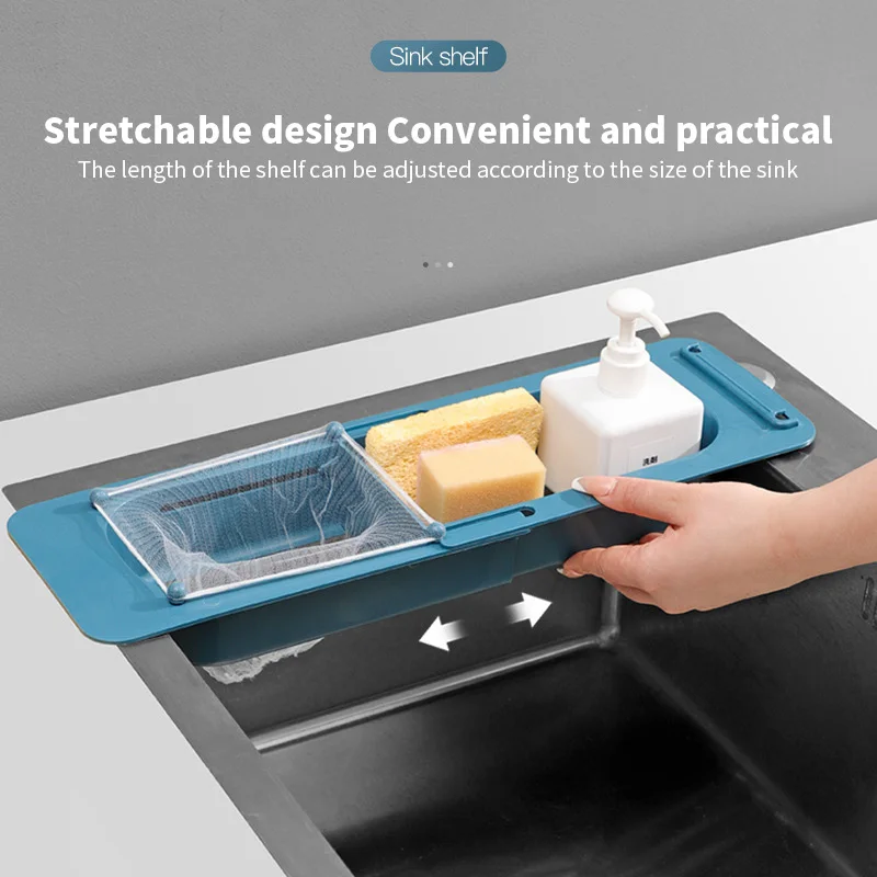 Multifunctional Sink Drain Rack Retractable Rack Kitchen Dadgets Tools Sink Organizer Soap Sponge Holder