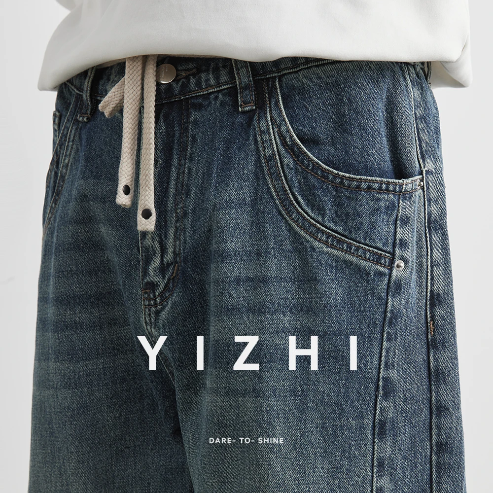 Men's Autumn Baggy Jeans Big Size 28-40 98% Cotton Wide Leg Straight Denim Pants Loose Fit Blue Jean Trousers Men Jeans Pants