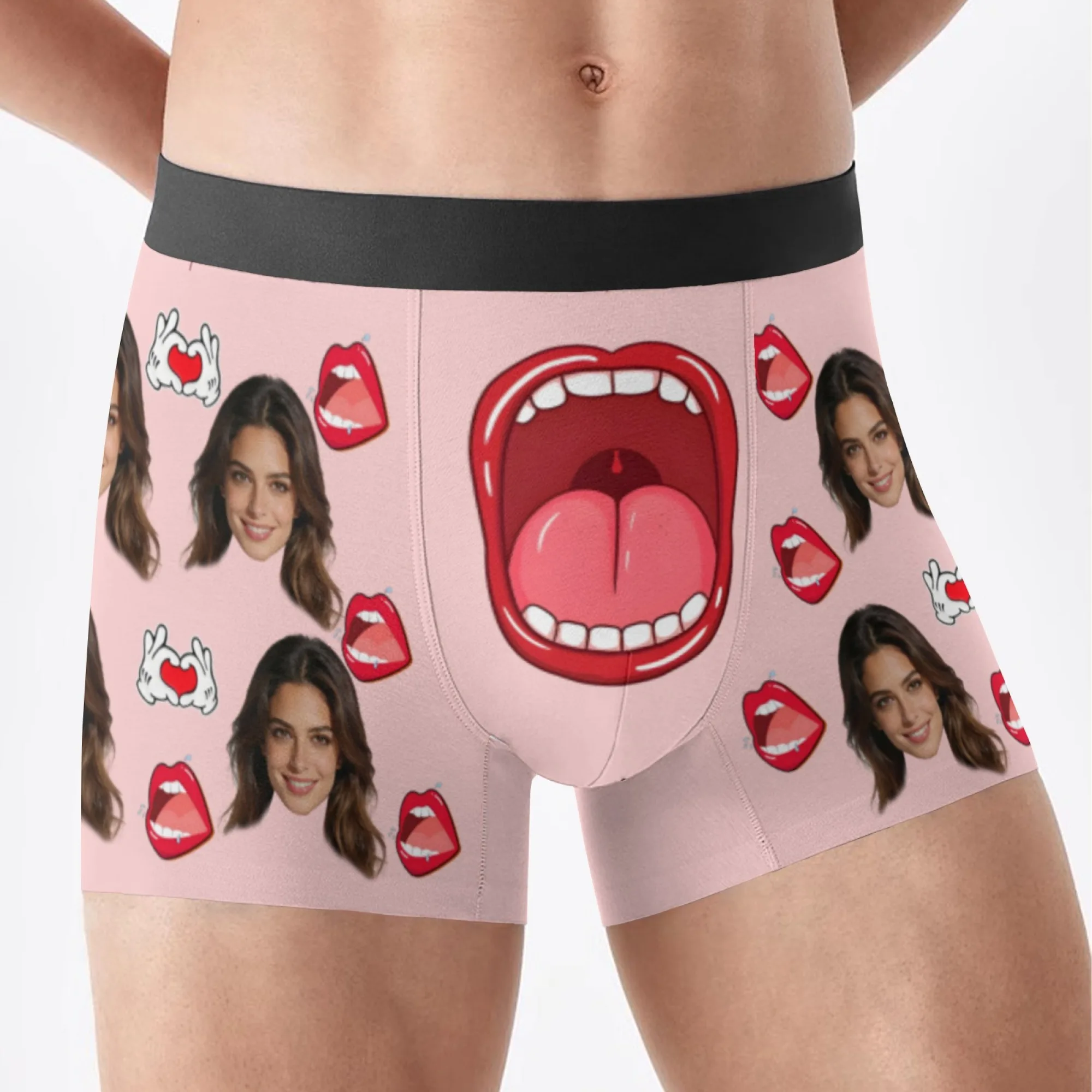 Custom Valentine Day Boxers For Men Personalized Men Underwear Custom Boxer Briefs Funny Face Gift For Boyfriend Husband