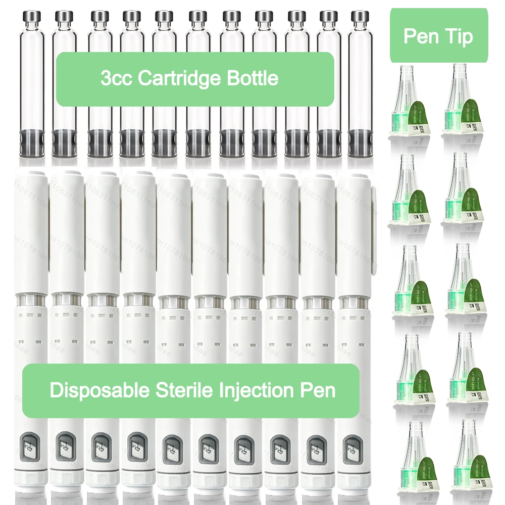 disposable-sterile-injection-pen-insulin-injection-pen-adjustable-growth-hormone-dose-60u-with-3cc-cartridges-and-pen-tip