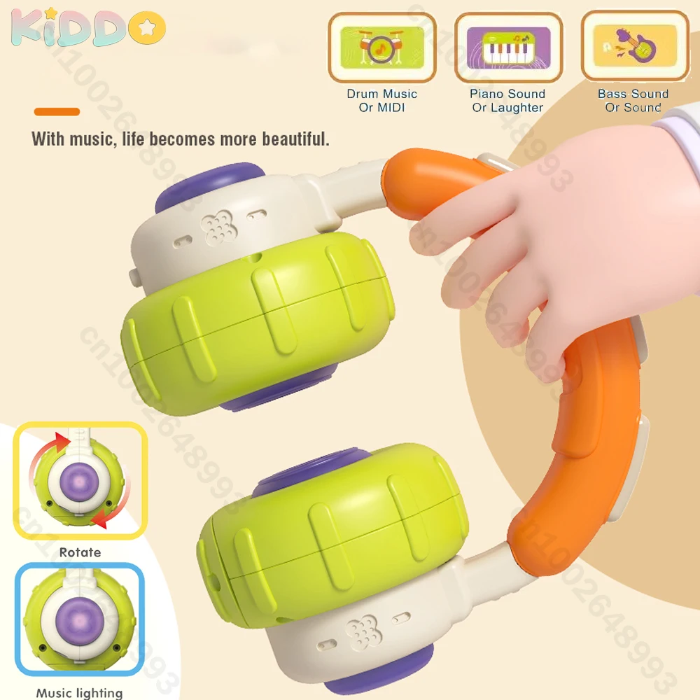 

Baby Toys Music Headphones with Light Sound Drum Piano Laughter 1 2 3 Years Educational Toys Kids Playing Christmas Birthday