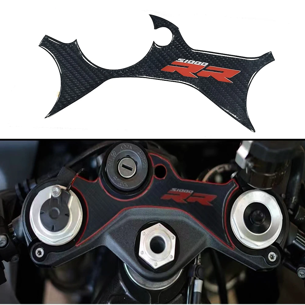 New motorcycle 3D Carbon-look Top Triple Clamp Yoke Defender Decal sticker For BMW S1000RR M1000RR 2023-2024